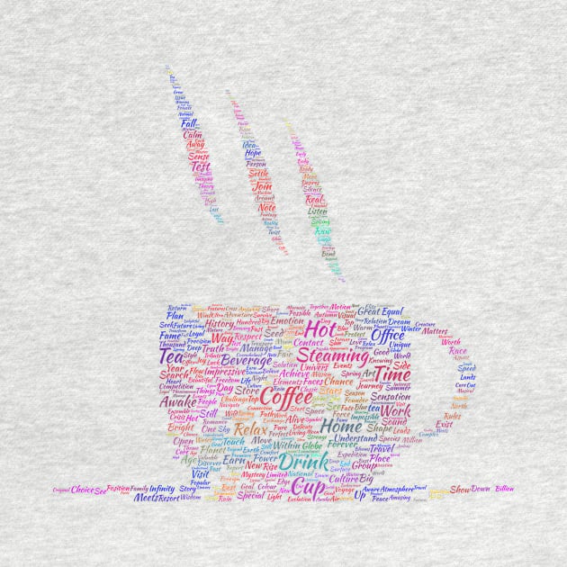 Tea Hot Cup Silhouette Shape Text Word Cloud by Cubebox